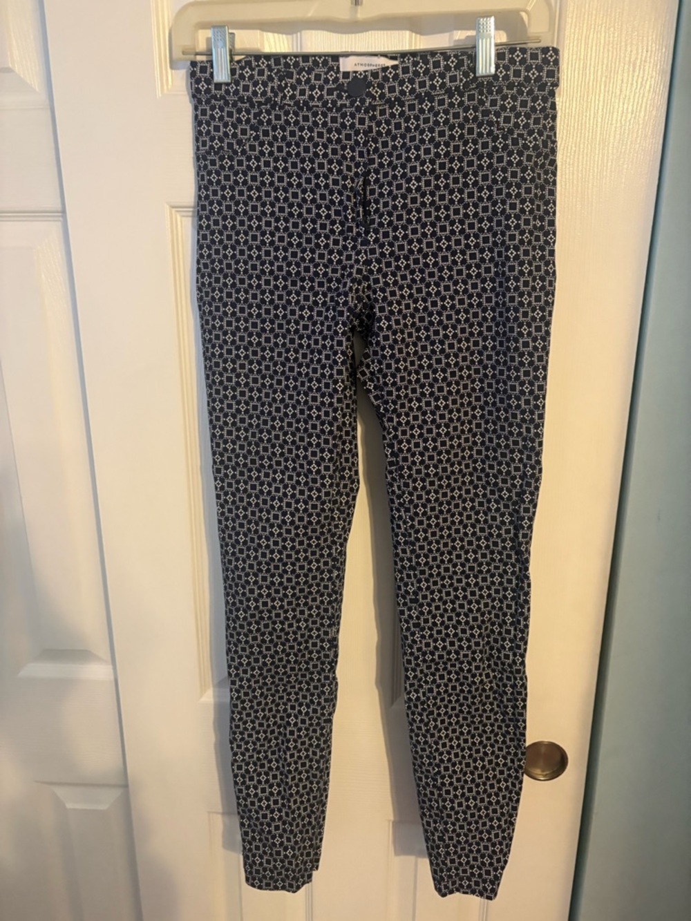 Atmosphere Black and White Geometric Slim Pants